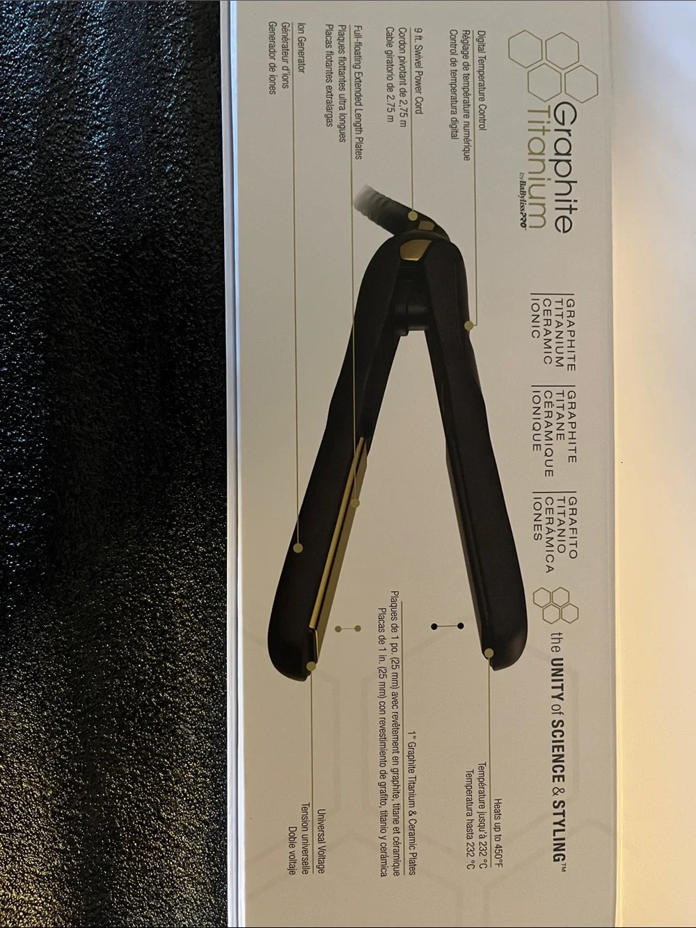 BaBylissPRO Black with Gold Accent Graphite Titanium Flat Iron